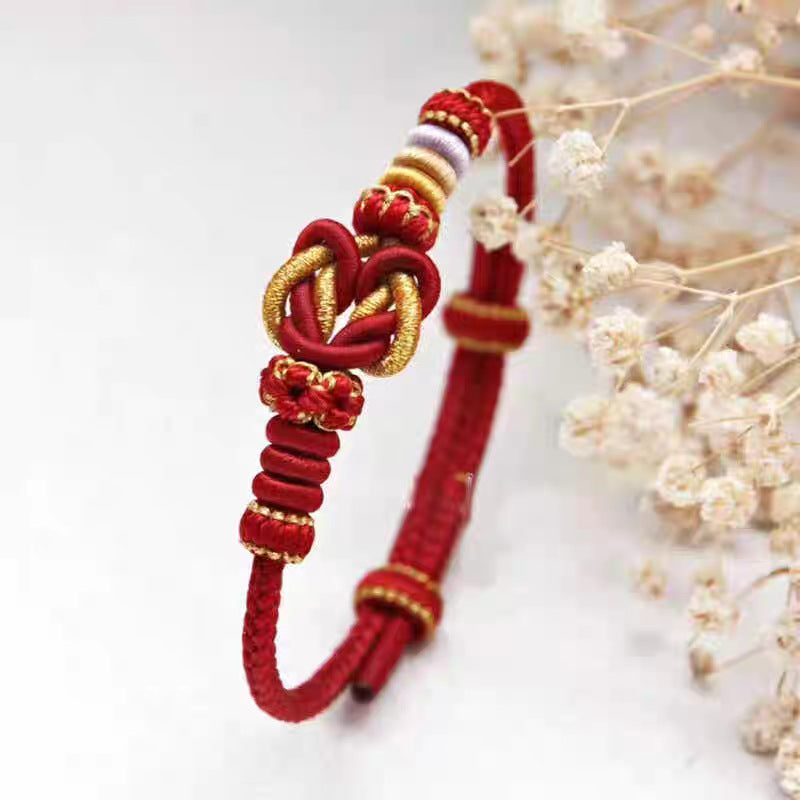 Heart Knot Diy Carrying Strap Finished Women's Hand-woven Red Rope