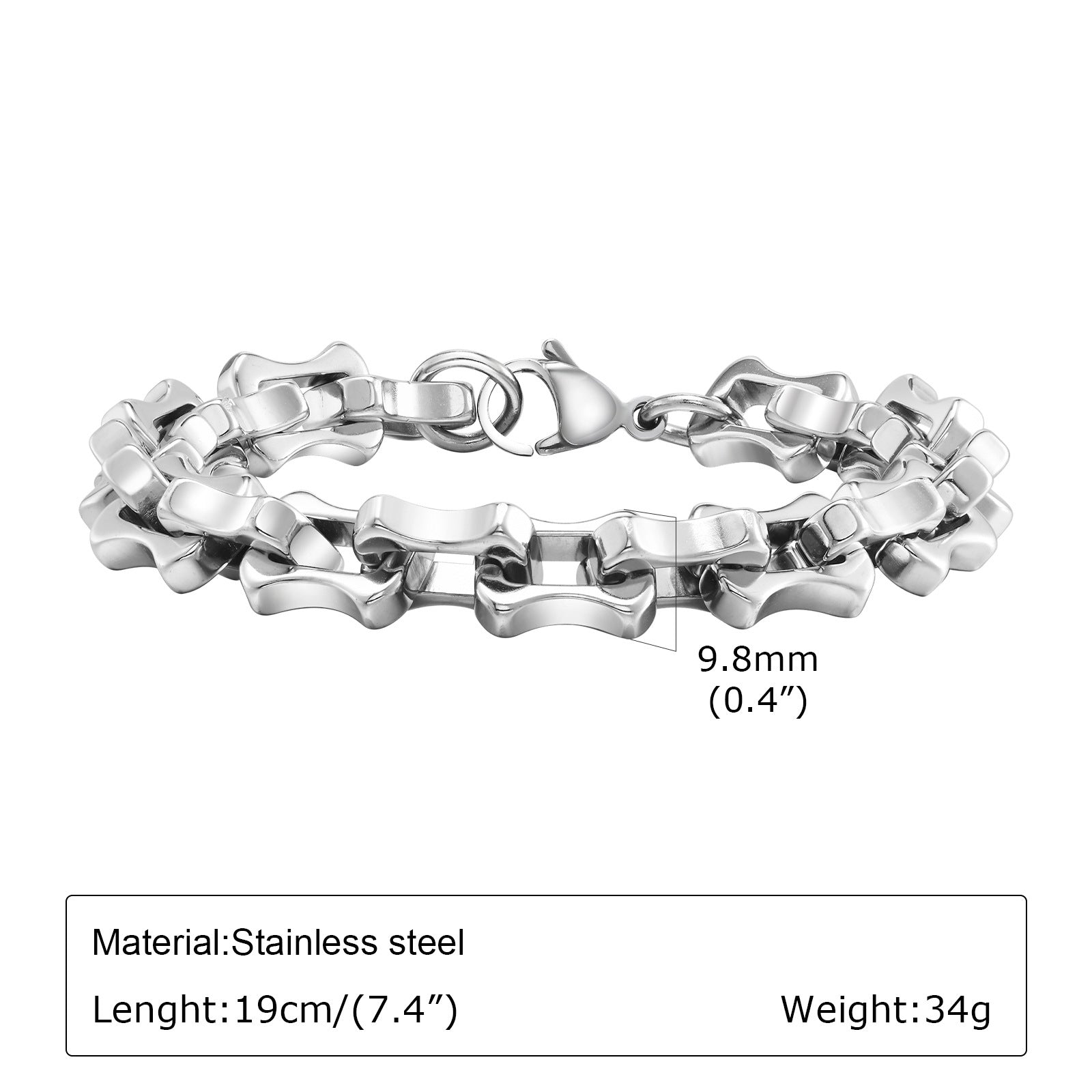 Stainless Steel Handmade Chain Thick Hand Chain Steel Color