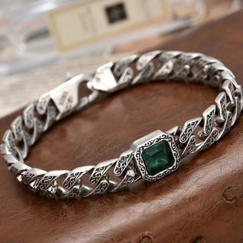 Pulsera de cadena con diseño de Tangcao con incrustaciones de diamante, ancho de 9 mm, para hombre y mujer