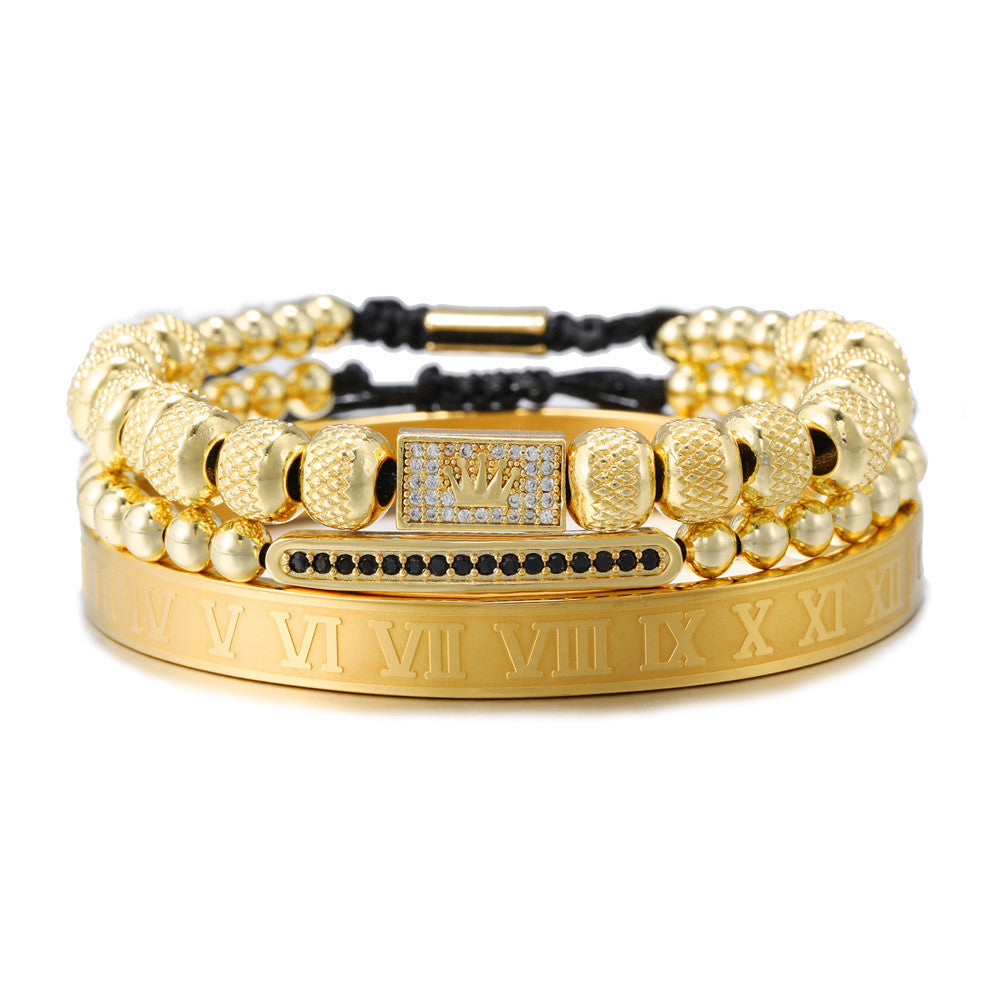Pulsera Trenzada con Corona Vintage