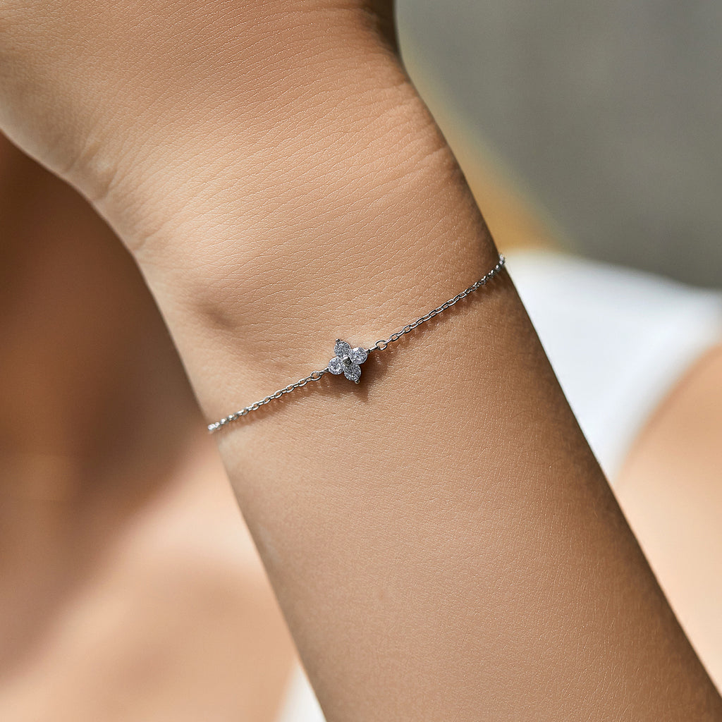 S925 Silber Kleeblatt Armband Volldiamant Armband