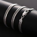 Flache Schlangenkette Knochenkette Herren und Damen Silberkette Europäische Hip Hop Trendige Sommer Accessoires Silberkette