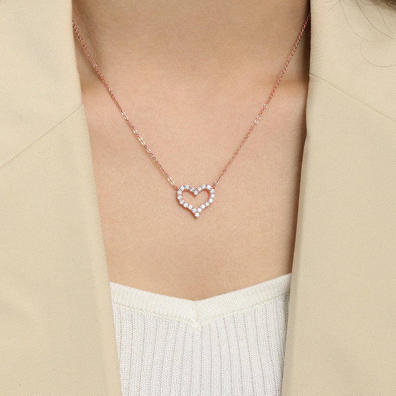 Collar con corazón de melocotón japonés a juego, oro rosa, estilo sencillo, moda exquisita, para mujer