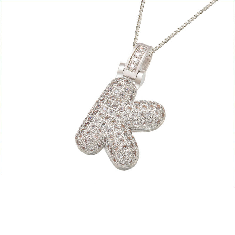 Schlüsselbeinkette Kupfer Mikro-intarsierte Zirkon 26 Buchstaben-Anhänger-Halskette für Frauen Geburtstag Schmuck Geschenke