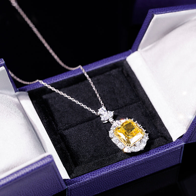 Damen Luxus 925 Sterling Silber Moissanit Diamant Halskette