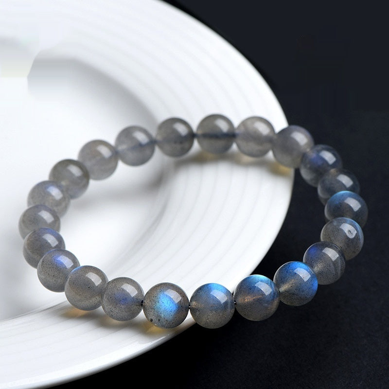 7A Level Natural Gray Moonstone Blue Light Ball Bracelet