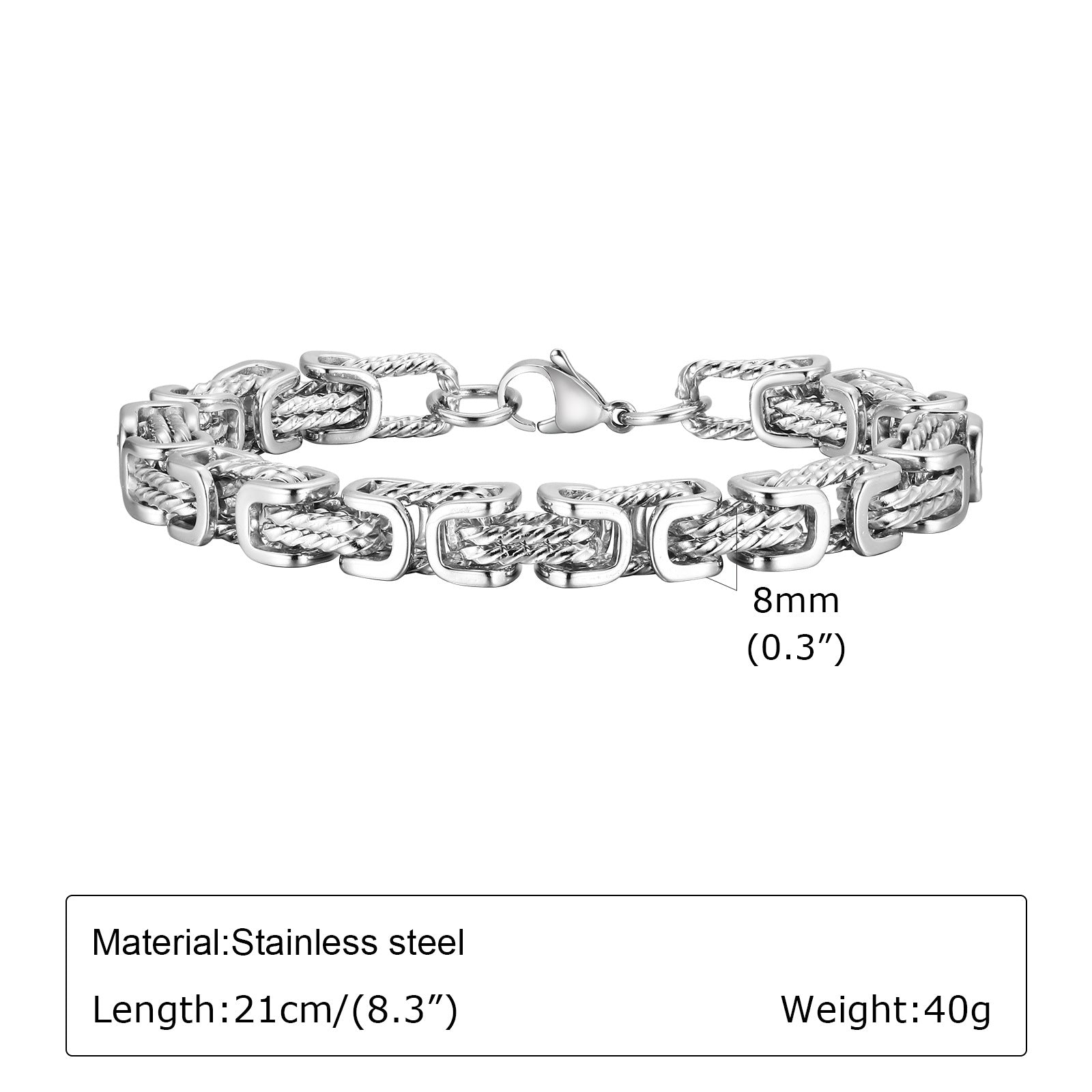 Stainless Steel Twist Handmade Chain Vintage Men Ornament Bracelet
