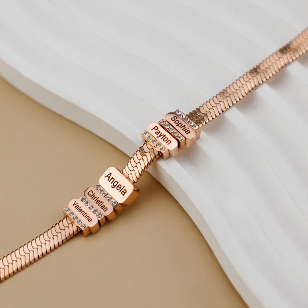 Pulsera con nombres personalizados Pulsera de acero inoxidable Pulsera personalizada Regalo de joyas para madre padre novia novio