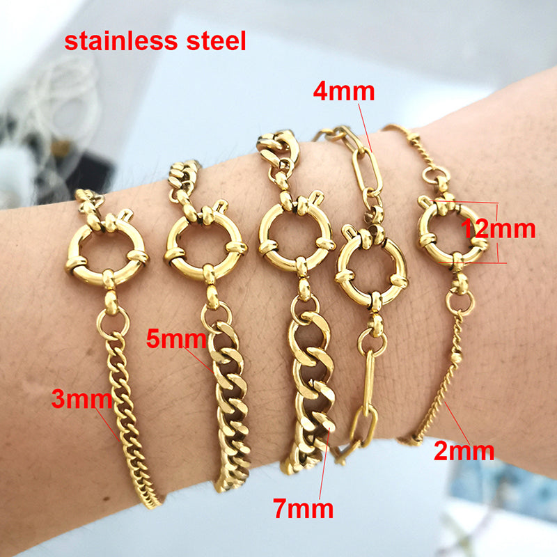 Pulsera de ancla para mujer y hombre, de acero inoxidable, con cierre giratorio