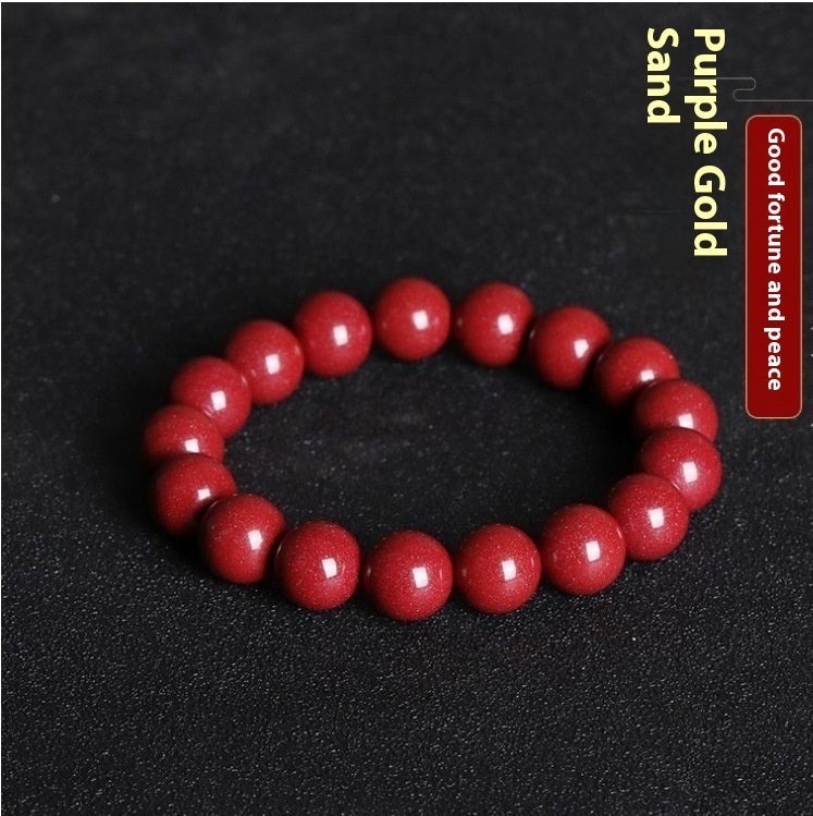 Purple Gold Sand Five-way Fortune Natural Cinnabar Bracelet