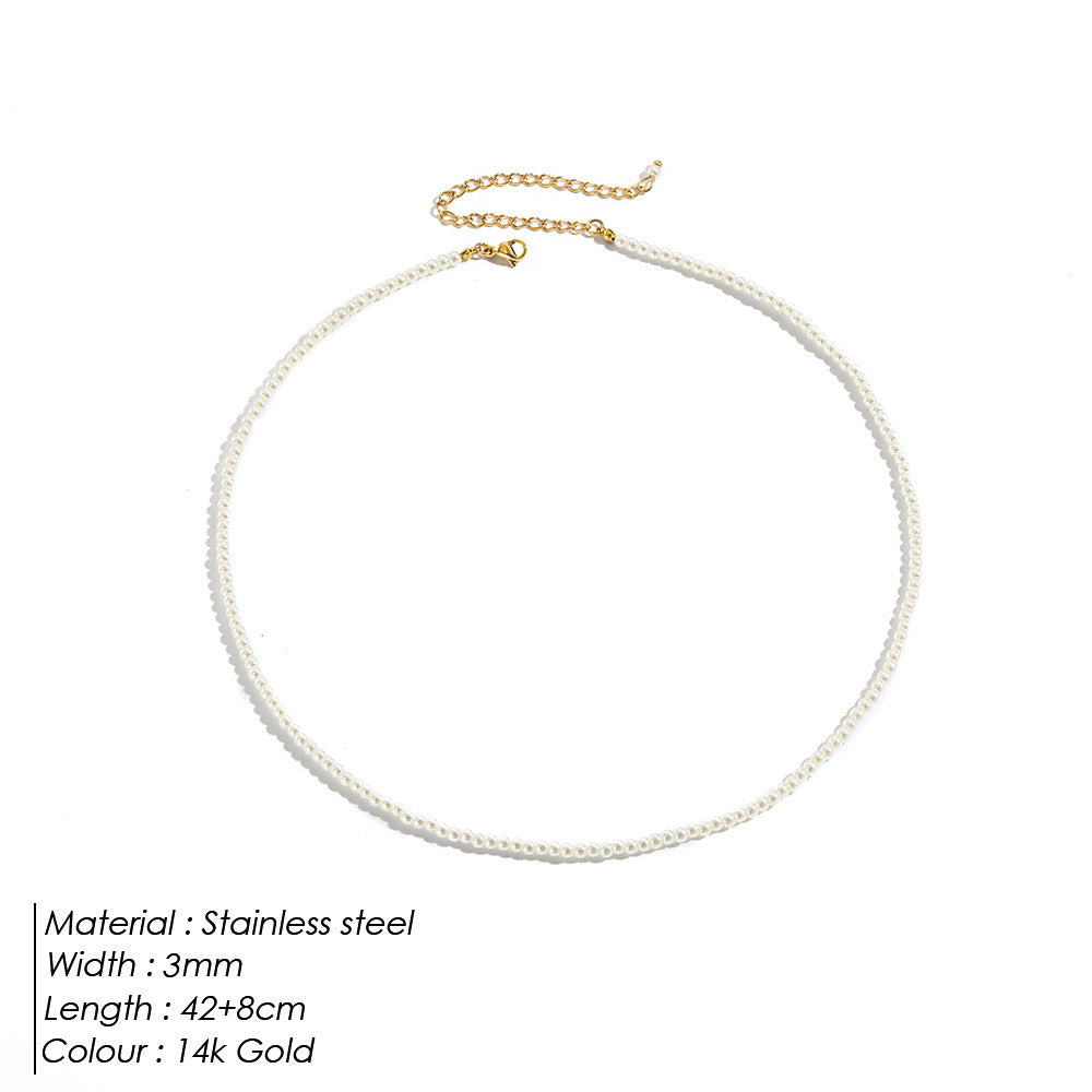 Vergoldete Perlenhalskette 14k Schlüsselbeinkette Schlichte hochwertige Perlenkette für Damen