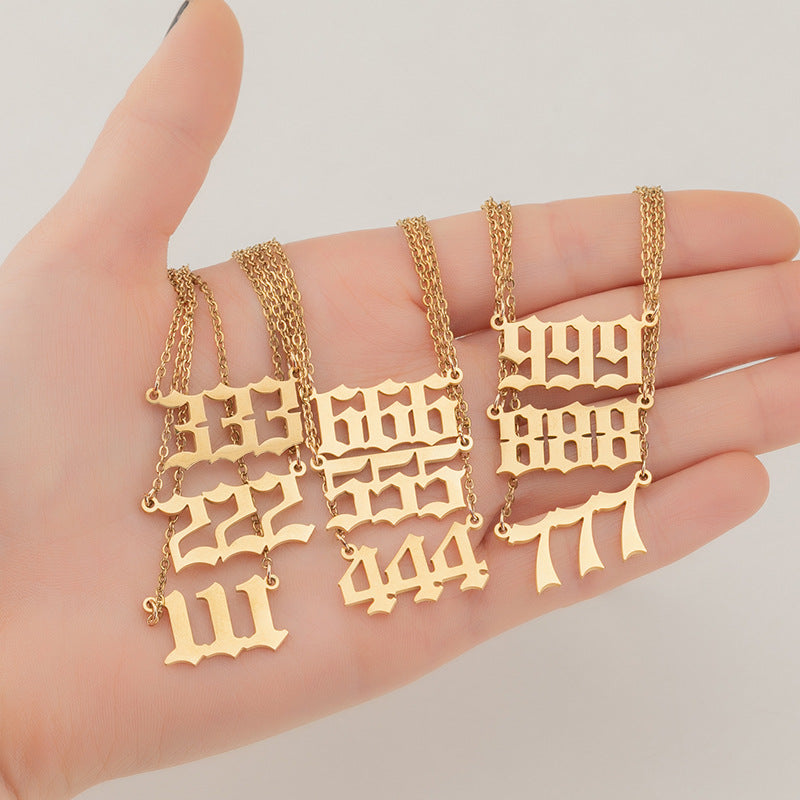 Goldene Engelnummer 111 222 333 444 777 888 Halskette