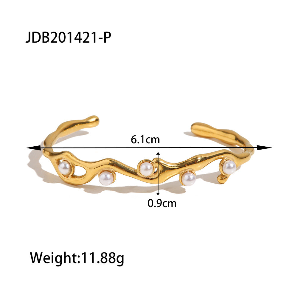 Stainless Steel Pearl Bracelet Opening Does Not Fade