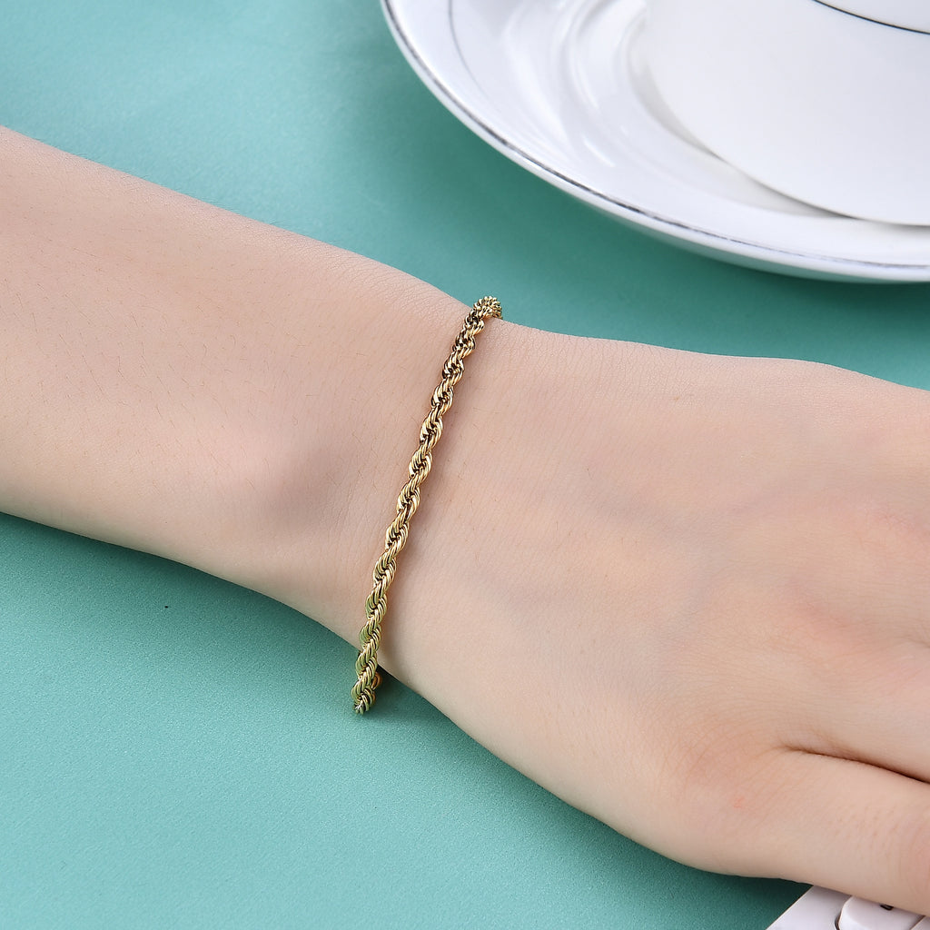 Pulsera de acero inoxidable trenzada, elegante y ajustable