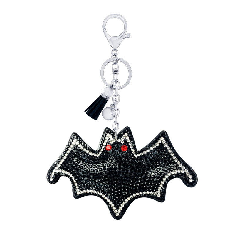 Colgante de Llavero de Murciélago de Terciopelo y Diamantes
