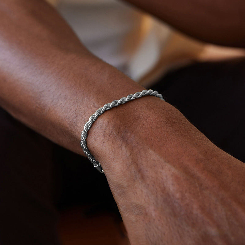 Water Corrugated Chain European Light Luxury Twist Weave High-grade Boys Bracelet