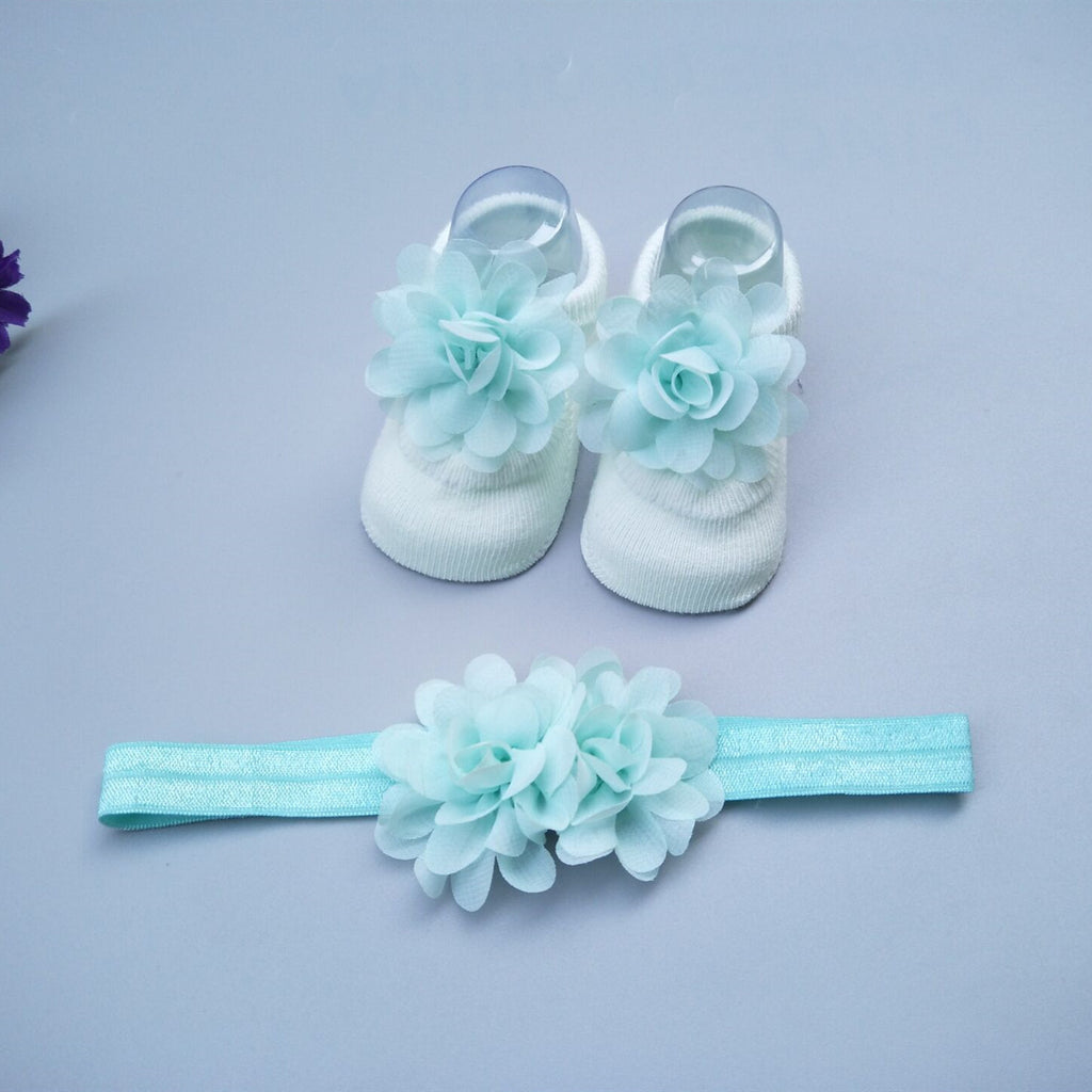 Caja de regalo de calcetines y diadema para bebé niña