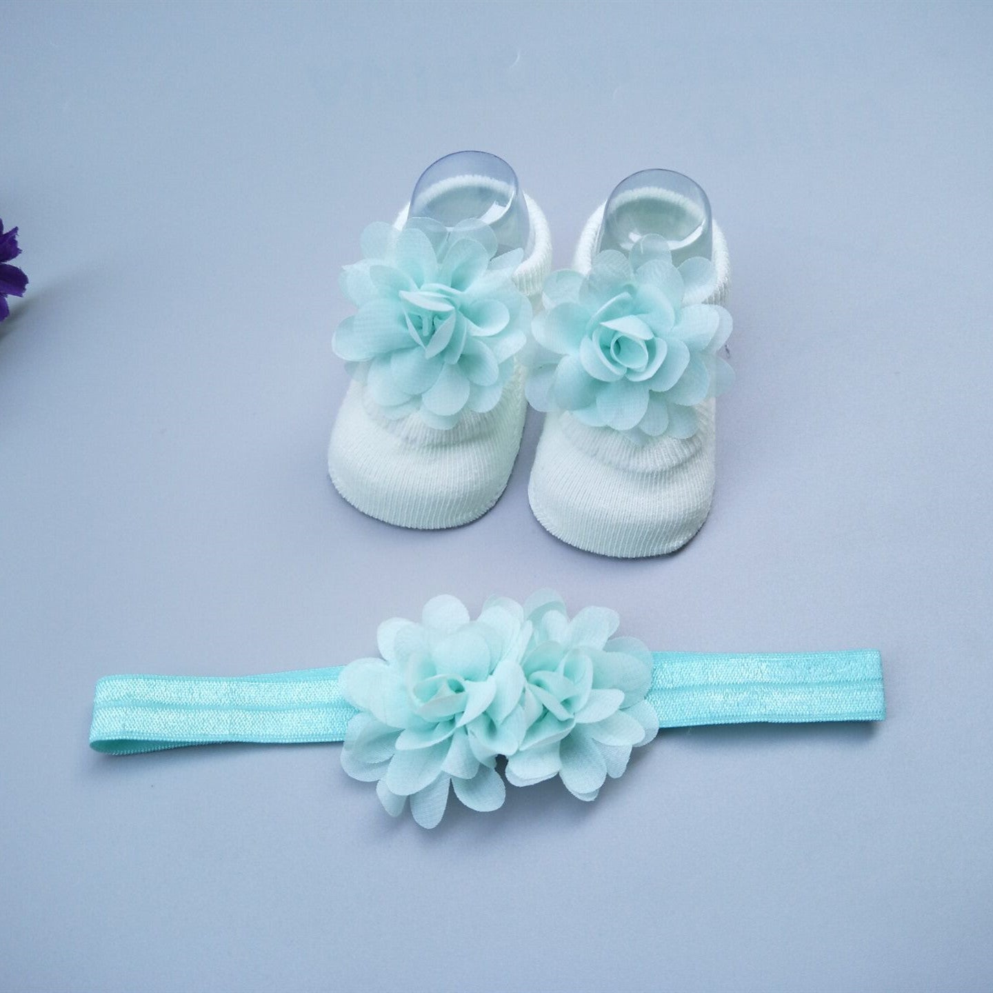 Caja de regalo de calcetines y diadema para bebé niña