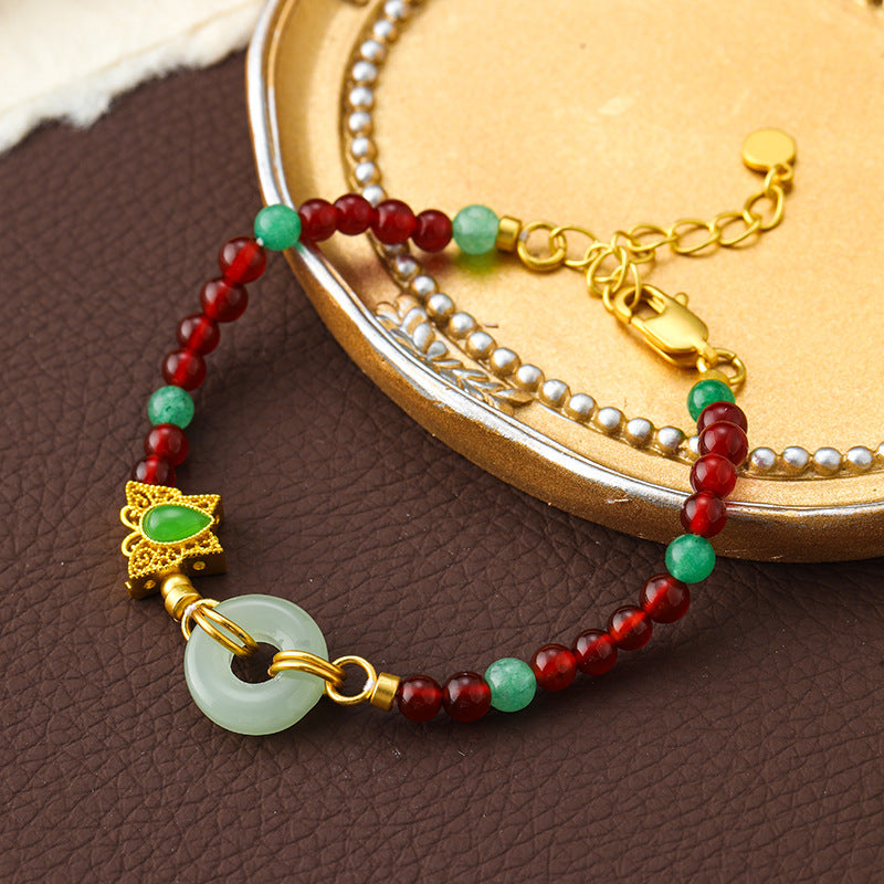 Schlichtes Temperament Öltröpfchenglasur Blumen Schmetterling Perlenarmband
