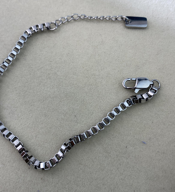 Pulsera de hombre todo en uno sencilla de nicho de cadena tipo box de acero inoxidable