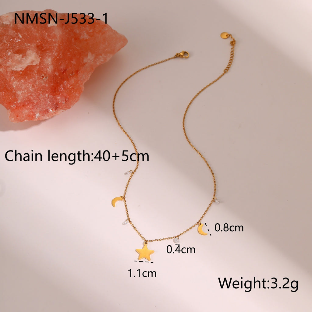 Europäische und amerikanische Mode Spezialinteresse Farbe Zirkon Stern Anhänger Edelstahl Halskette