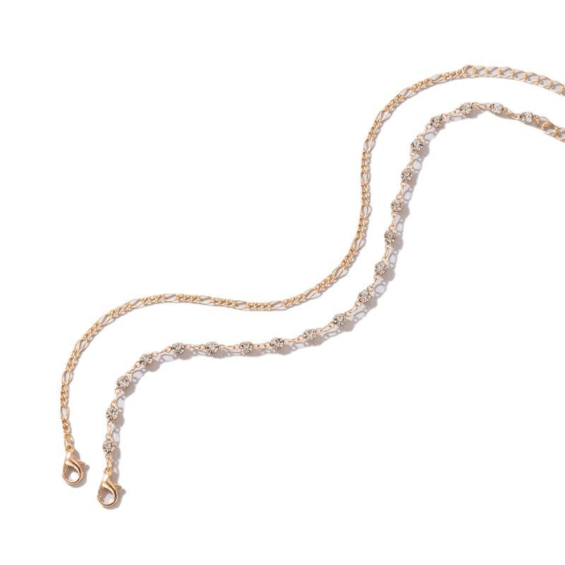 Tobillera Doble de Diamantes de Joyería Lujosa Sencilla