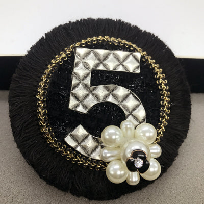 Damen-Gold-Samt-Strass-Quastenbrosche
