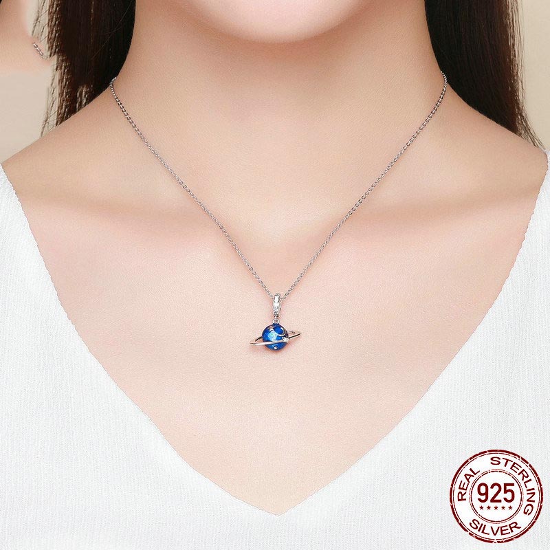 Fashion Blue Planet 925 Silver Pendant