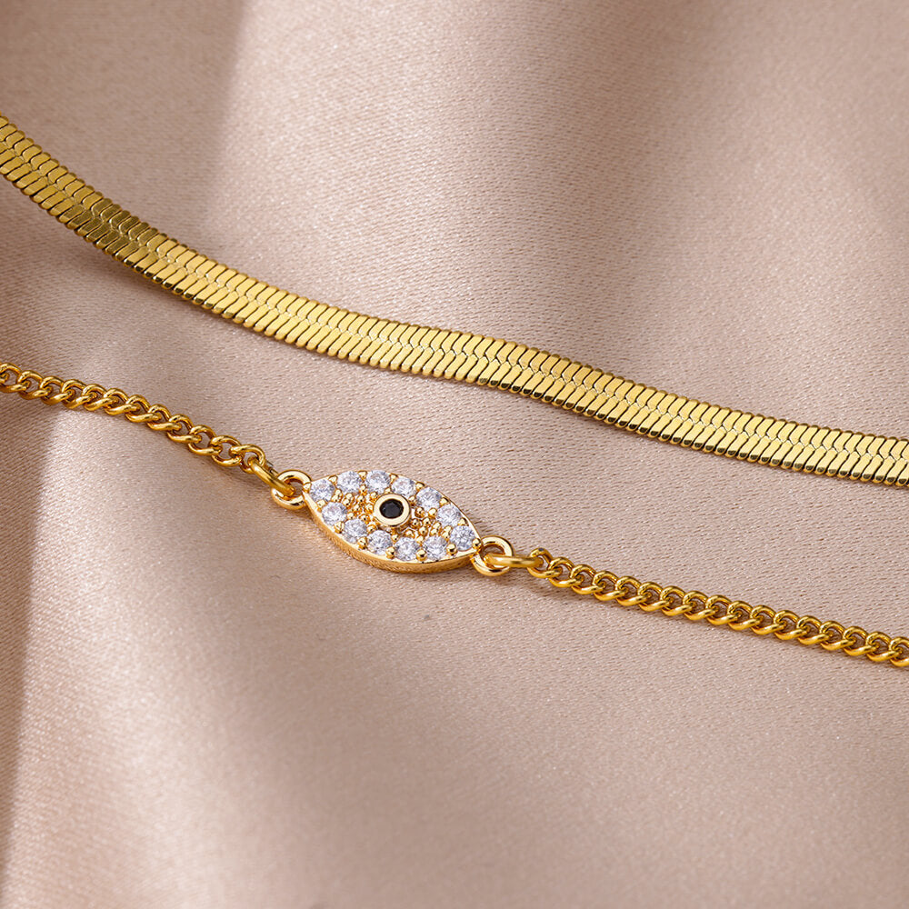 Mode Doppelschicht Schlangenkette Fußkettchen Elegant Strand Edelstahl