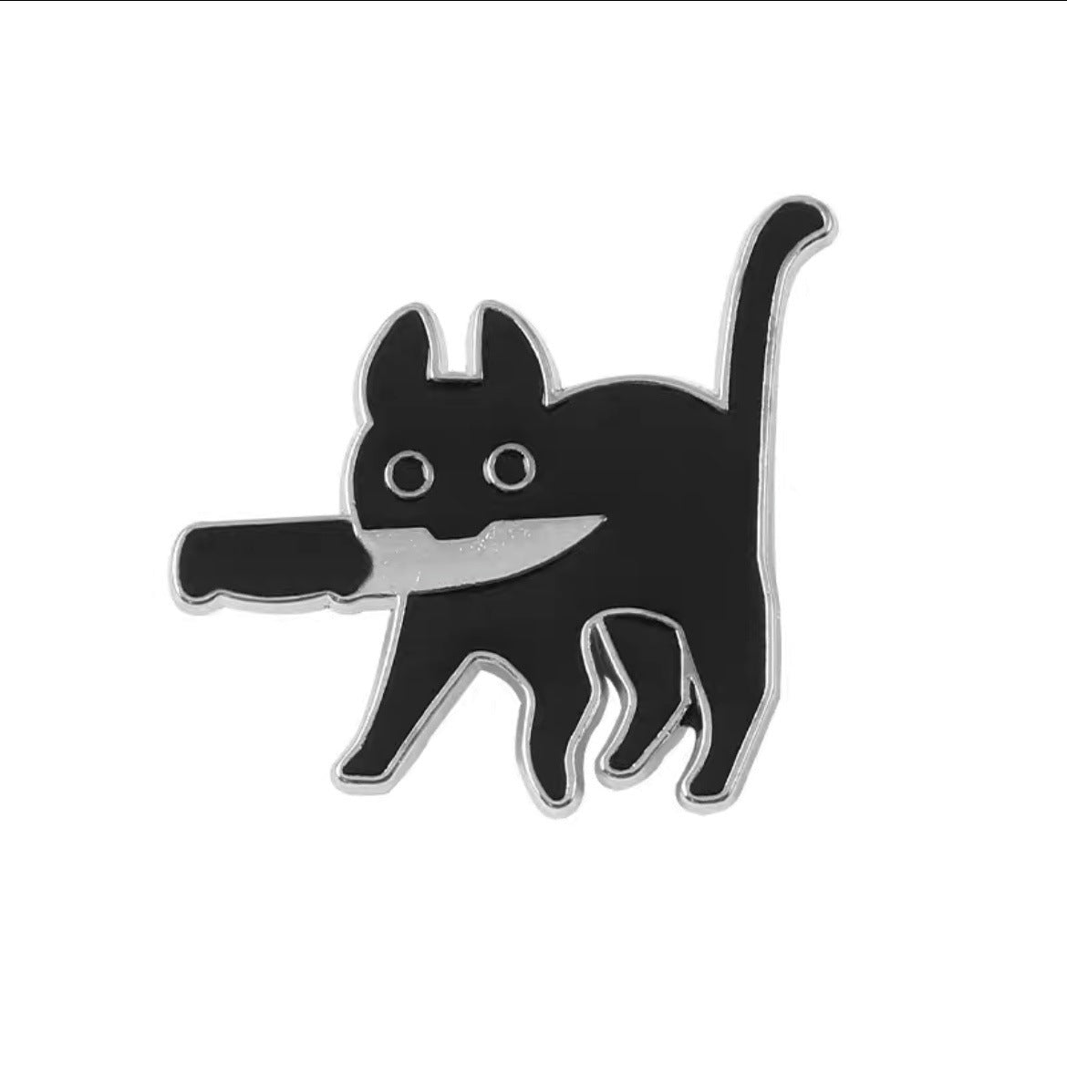 Schwarze Katze Messer Brosche Süße Persönlichkeit Original Abzeichen Cartoon Metall Accessoires