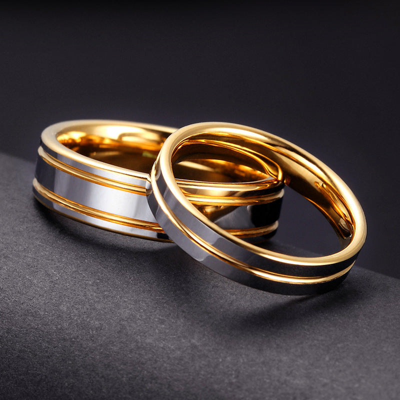 Un par de anillos de oro de tungsteno para hombres y mujeres para propuesta de matrimonio Anillo de oro