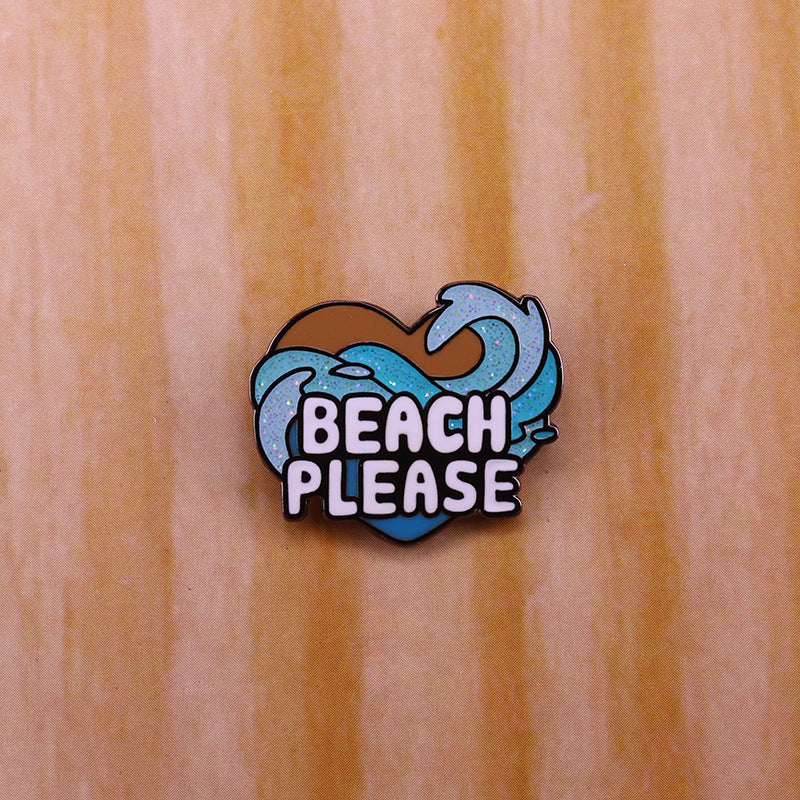 Glitzer-Strand-Liebesbrosche Kawaii Wellen-Serie Abzeichen
