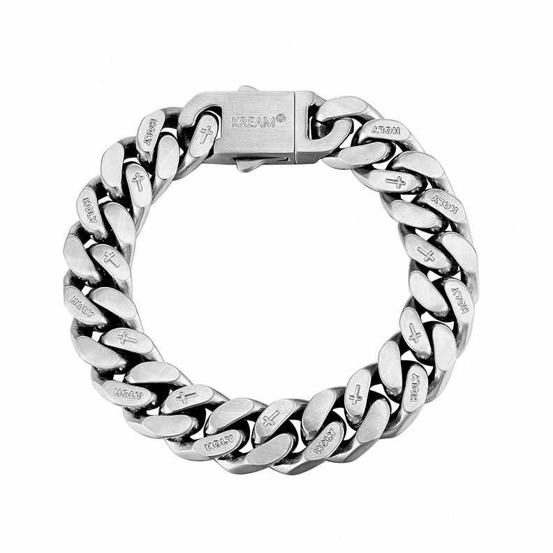 Original Doppelseitiges gebürstetes kubanisches Armband für Herren für die Freizeit