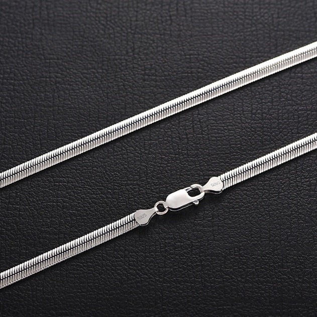 Flache Schlangenkette Knochenkette Herren und Damen Silberkette Europäische Hip Hop Trendige Sommer Accessoires Silberkette
