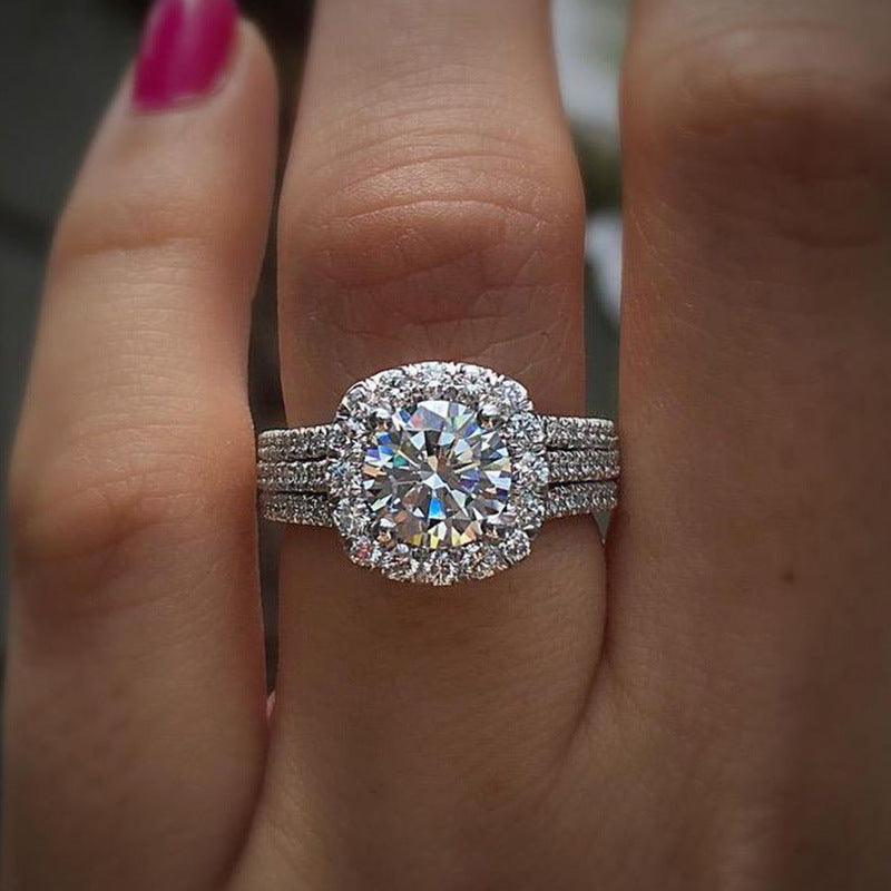 Mode Voll Diamant Zirkon Kupfer Schmuck Eheringe