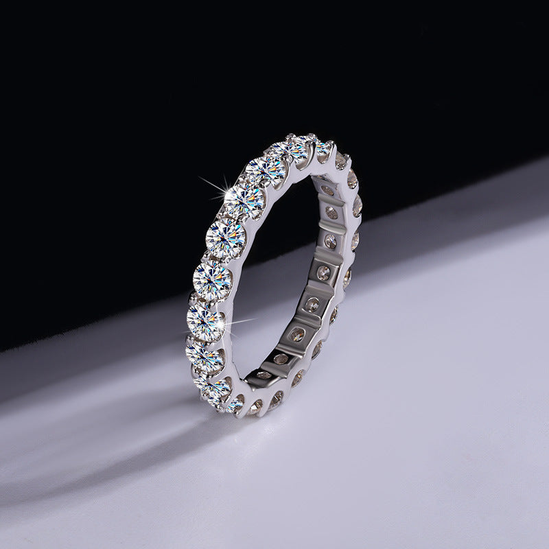 S925 Sterling Silber Moissanit Volldiamant Schlichter Stapelring