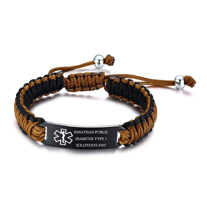 Schwarz plattiertes geflochtenes Schriftzug-Edelstahl-Armband
