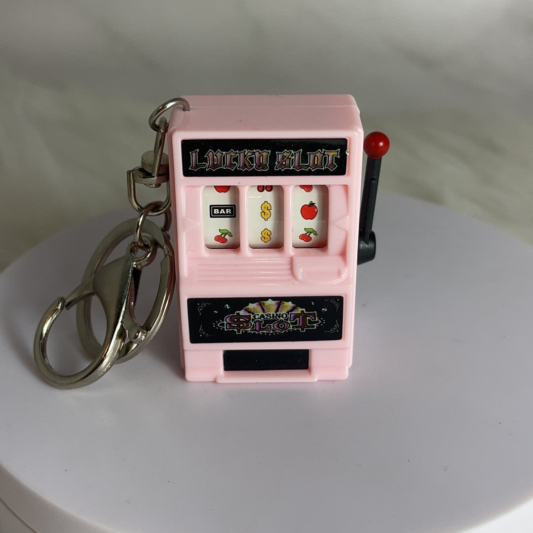 Mini Fruit Digital Lottery Novelty Palm Slot Machine Keychain