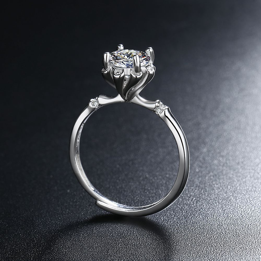 S925 Sterling Silber Moissanit 1 Karat Ring für Damen