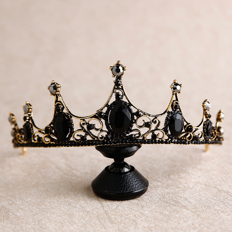 Neue barocke Retro Schwarze Krone Brauthaarschmuck Hochzeit Hochzeitsfoto Accessoires
