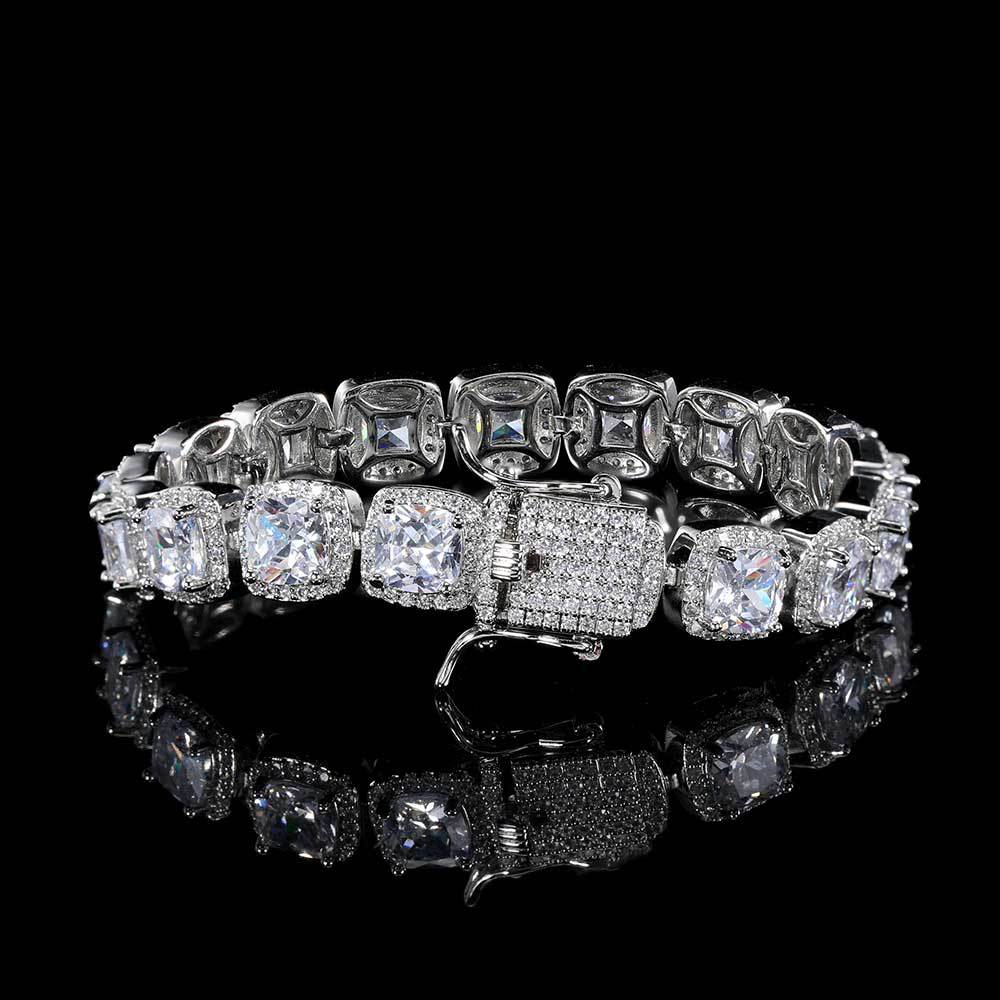 10mm Men's Rock Candy Bracelet Copper Micro Inlay Square Zircon