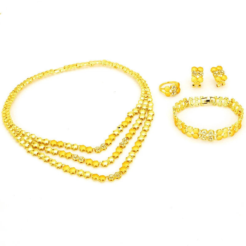 Dubai Schmuckset Gold Halskette Ohrringe für Damen