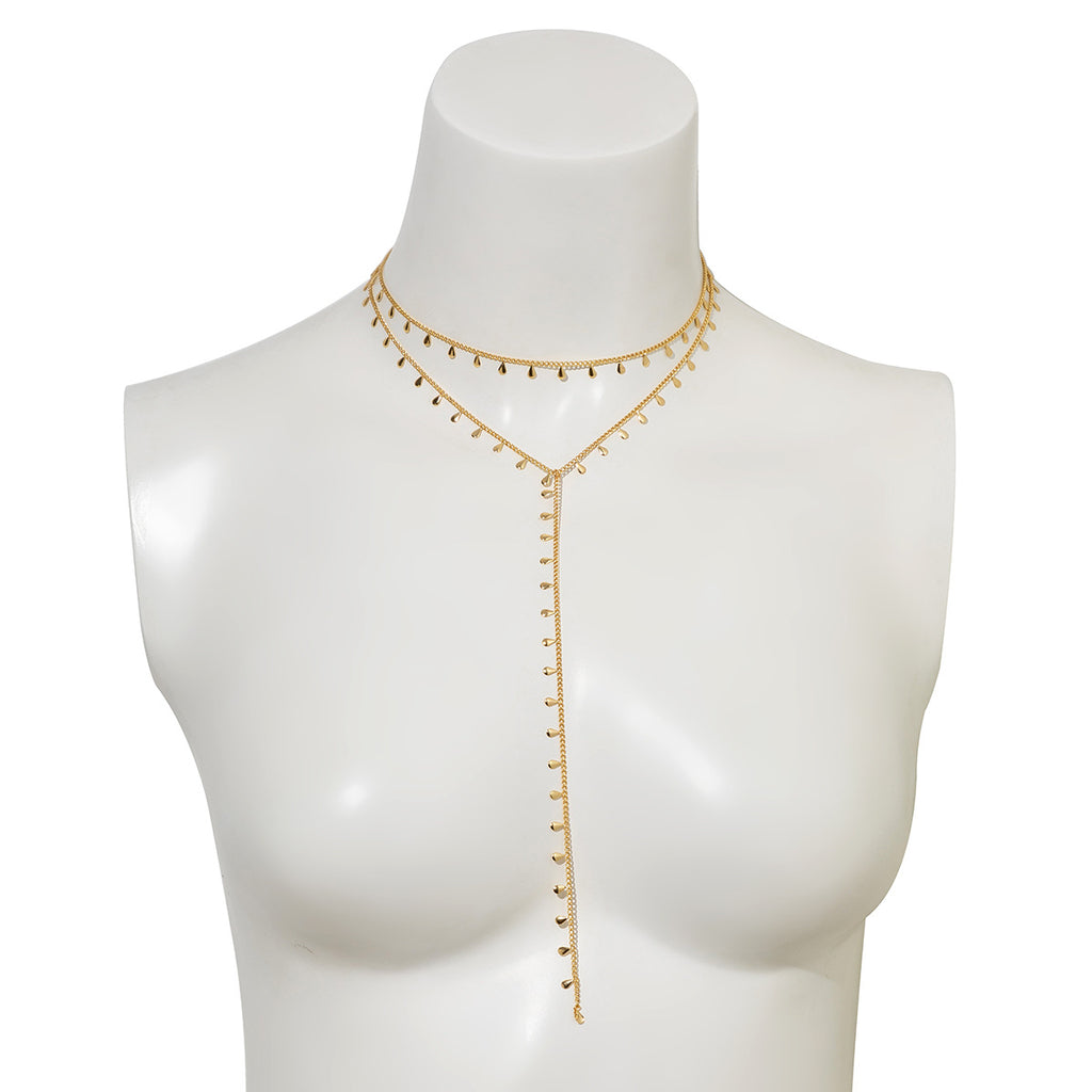 Minimalistic Water Drops Tassel Double-layer Necklace For Women