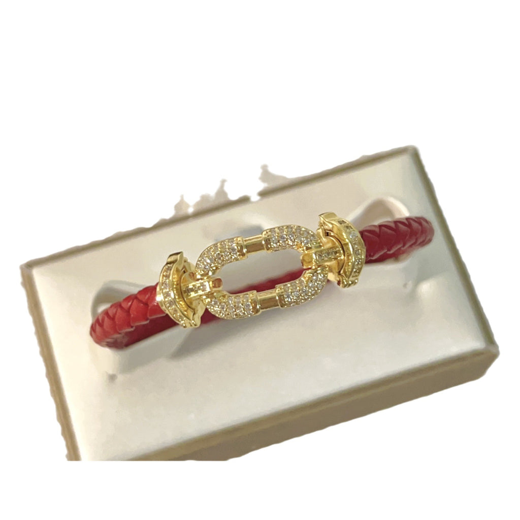 18K Gold Copper Micro-inlaid Vachette Clasp Red Rope Bracelet