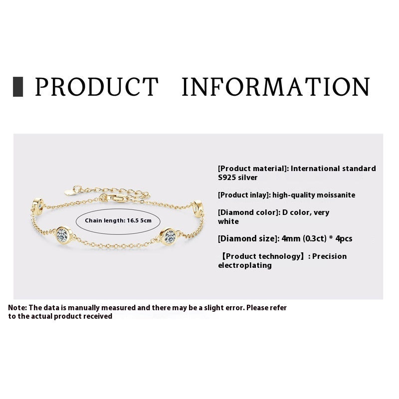 Ins Style All-match Sterling Silver Moissanite Bubble Bracelet