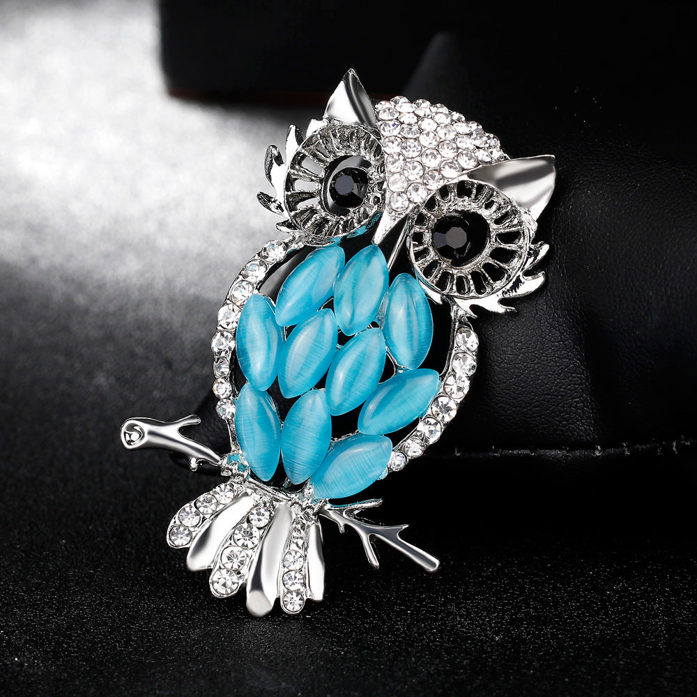 Brosche Schmuck Großhandel Traum Eule Kristall Opal Brosche Korsage