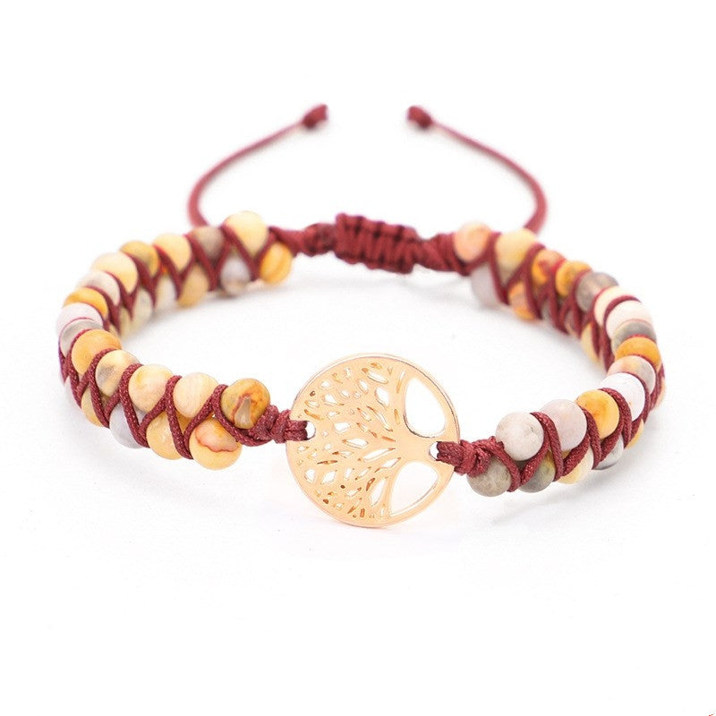 Armband mit doppeltem Lebensbaum und geflochtenem Garn
