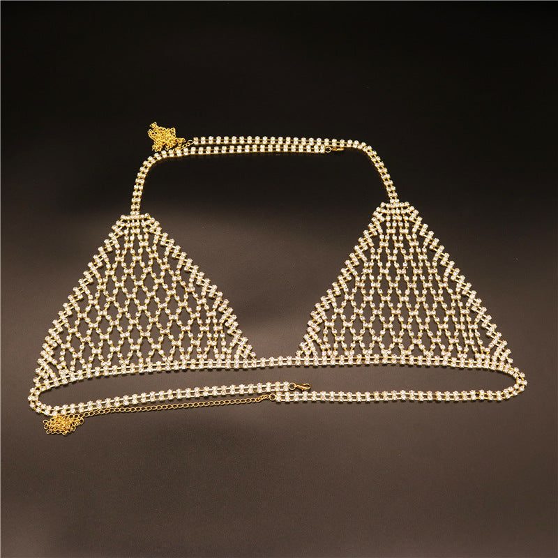 Cadena de cuerpo con arnés de malla y diamantes de imitación