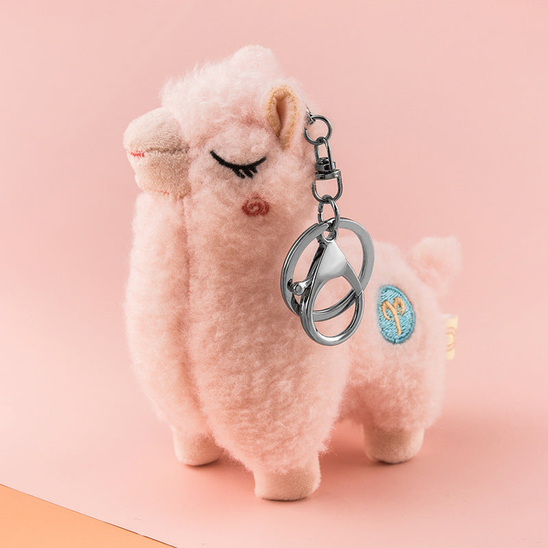 Simulación Alpaca Llavero Peluche Caballo de Lodo Muñeco Pequeño Colgante