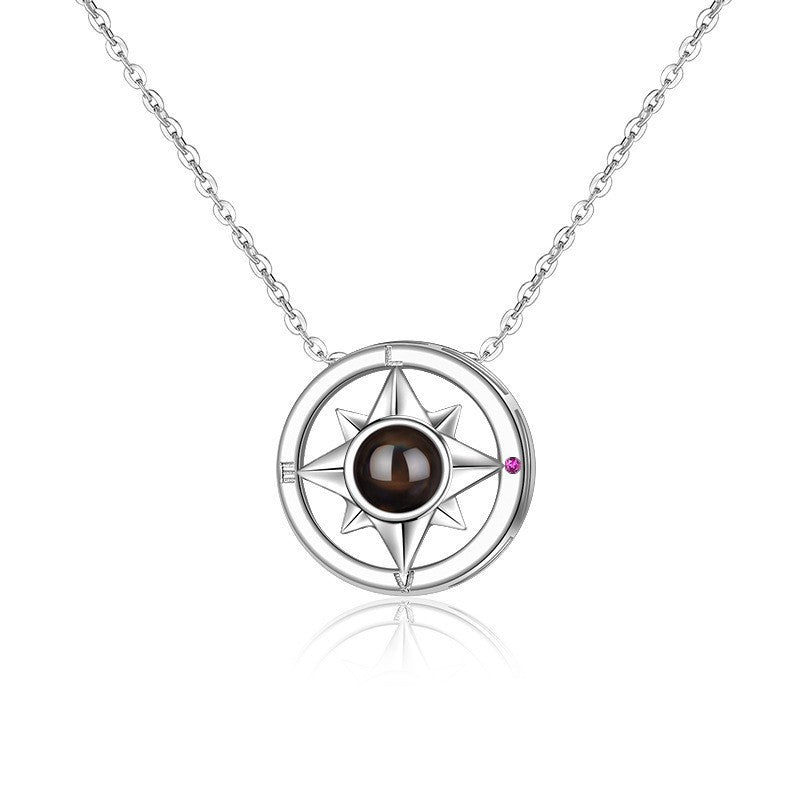 100 Languages Compass Projection Necklace Jewelry Customized Photos